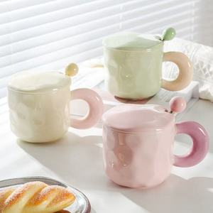 M新しいマカロンカラーマッチングマグカップかわいい女の子セラミックコーヒーミルク朝食カップカップルオフィス家庭用ウォーターカップ - Product Image 1