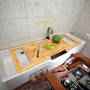 Tabla de Cortar Extensible de Bambú para Fregadero con Ranura para Jugos, Tabla de Picar para Fregadero de Cocina - Product Image 3