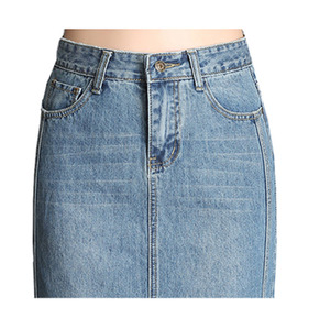 Jupe en jean décontractée pour femme, coupe trapèze, taille haute, ample, style bodycon, printemps, avec franges en dentelle, volants, tissage tricoté - Product Image 5