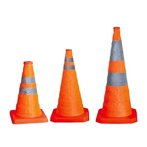 Coni Stradali Pieghevoli in PVC/PE Arancione Solido Riflettente Prismatico ad Alta Intensità, 70cm, 18", 28", 36" - Vendita all'Ingrosso - Product Image 5