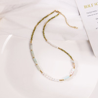 Collier et Bracelet en Perles de Zircon Vert, Pierres Naturelles Guérisseuses, Ras-de-cou Élégant en Pierre Cylindrique, Bijoux Perlés pour Femmes et Amies