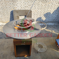 Barbecue au charbon en acier Corten rouillé moderne - Conception compacte sans fumée pour la cuisson en extérieur avec dispositifs de sécurité pour les fêtes de famille