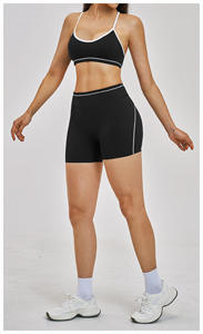 Ensemble de yoga à dos croisé avec bordure contrastante, tenue d'entraînement rehausse-fesses, tissu à séchage rapide, vêtements de sport d'extérieur - Product Image 6