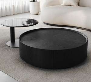 Italian-style simple luxury solid <b>wood</b> <b>round</b> <b>coffee</b> <b>table</b> modern combination <b>round</b> tea <b>tables</b> for living room - Product Image 2
