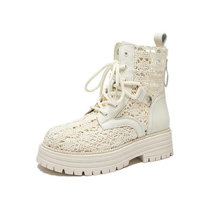 <span class=keywords><strong>Sepatu</strong></span> Boots Wanita OEM/ODM Pabrik, Hak Tebal, Ujung Bulat, Warna Solid, Model Tali, <span class=keywords><strong>Sepatu</strong></span> Boots Pendek - Product Image 5