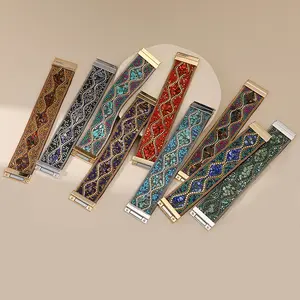 2023 Hadiah Natal Gaya Bohemian Buatan Tangan Perhiasan Batu Permata Alami Keping Magnet Gelang Lebar Band Manset Gelang untuk Wanita