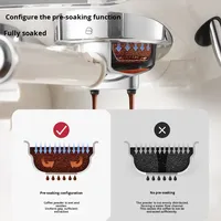 Mesin Kopi Semi-otomatis Tekanan Tinggi dengan Penggiling Uap, Warna Beige, Model EU Plug, Italia, Bahan Stainless Steel + ABS, Kapasitas 5-10 Cangkir
