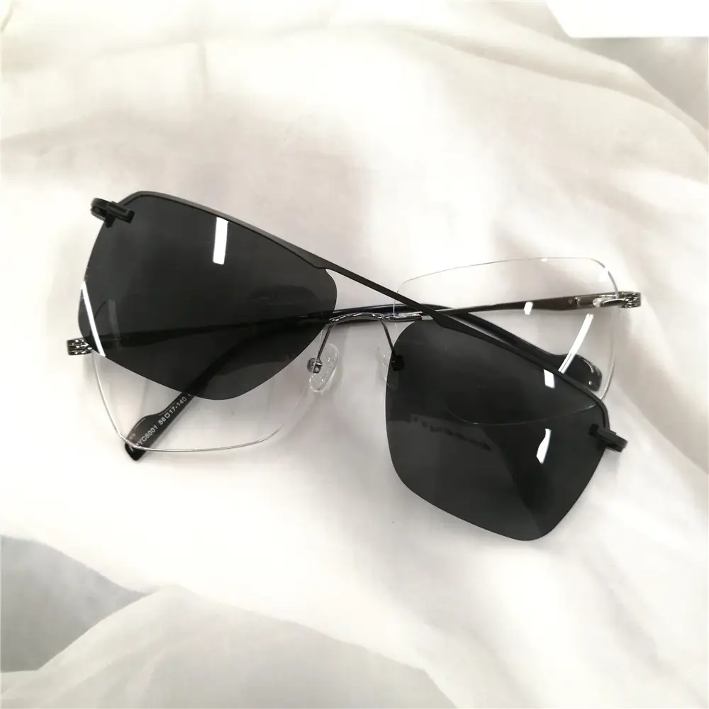 High Quality Metal Frames Optical Glasses Frames Women Men Clip On Sunglasses Square Shape