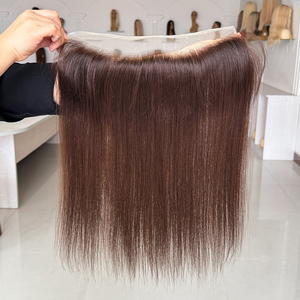 Postizo de Cabello Humano Natural con Línea de Cabello Pre-arrancada y Encaje Suizo HD de 1.5x12'' (14 y 16 Pulgadas), Color Castaño Oscuro para Cabello Fino - Product Image 5