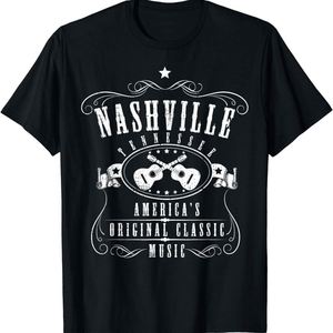 Nashville Country Music T-Shirt 100% Cotton Vintage Tennessee Musician Logo Anti-Wrinkle and Anti-Shrink Oversized Fit Shirt - Product Image 1