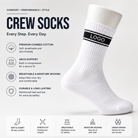 Chaussettes de sport personnalisées en jacquard à lettres, avec bord côtelé, en coton peigné de qualité supérieure, soutien de la voûte plantaire, évacuation de l'humidité, talon et bout renforcés