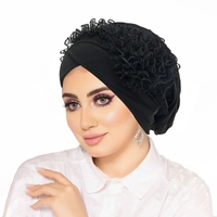 6 Couleurs Hijab Musulman Islamique, Bandana, Turban, Foulard, Bonnets et Couvre-chefs pour Femmes avec Dentelle et Motifs Floraux, Accessoires Capillaires