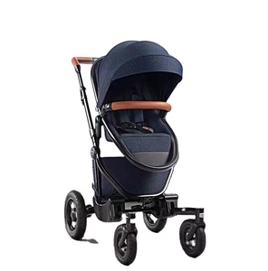 Cochecito de Bebé de Aluminio 3 en 1 de Alta Calidad, Material de Algodón, Fácil de Transportar, Color Azul Oscuro, 4 Ruedas, Ligero - Product Image 1