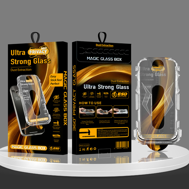 USG Magic Box Tempered Glass 360 Privacy Screen Protector for iphone Tempered Glass Screen Protector Easy Install Tool