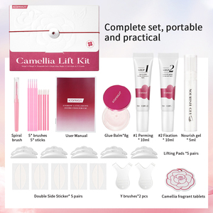 Kit de rehaussement des <span class=keywords><strong>cils</strong></span> et des sourcils à la kératine en gros, Camellia 2 en 1, vegan, cysteamine HCL, kit de rehaussement avec huile nourrissante - Product Image 2