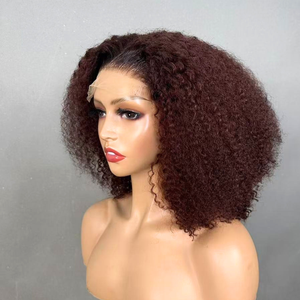 Perruques sans colle en <span class=keywords><strong>cheveux</strong></span> humains, couleur brun roux bouclé, densité 250 %, avec closure en dentelle pré-découpée 5x5 – Fournisseur de choix - Product Image 1