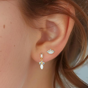 F136 <b>Titanium</b> <b>Stud</b> Earrings Opal Crystal Flower Design Party Jewelry ASTM F136 - Product Image 4