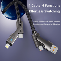 Cable DE DATOS USB C de 60W y 5 pies, cargador de carga rápida 4 en 1 para teléfono móvil, compañero de viaje todo en uno
