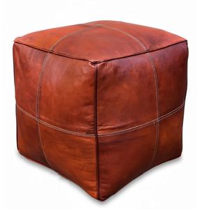 Pouf ottoman moderne en cuir souple, meuble de salon confortable, élégant repose-pieds pour l'intérieur de la maison - Product Image 2
