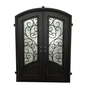 Villa française/forgé <span class=keywords><strong>Double</strong></span> Deign <span class=keywords><strong>Houe</strong></span>/porte d'entrée en verre en fer forgé pour la maison - Product Image 3