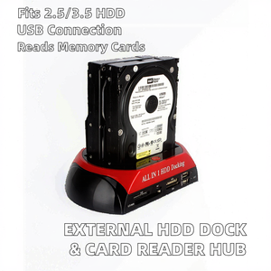 Base de Conexión para Disco Duro Externo, Lector de Tarjetas, Hub USB, Carcasa de Plástico para HDD 2.5/3.5 IDE SATA - Product Image 2