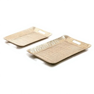 Ensemble de deux plateaux à chocolat en métal finition or, nouveau plateau à chocolat classique et élégant, nouveau plateau à chocolat en métal - Product Image 1