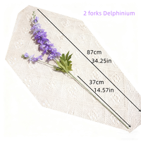 Fleur artificielle Delphinium Larkspur à 2 branches, toucher réaliste, pour arrangement de mariage