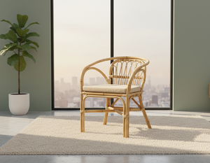 Fauteuil de loisirs en rotin moderne Dolvio, design tressé à la main, confortable et élégant, pour chambre, salon, appartement, hôtel, durable - Product Image 4