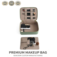 Sac à maquillage en cuir PU imperméable de qualité supérieure, trousse à cosmétiques avec porte-pinceaux et séparateur pour les voyages, usage quotidien pour femmes