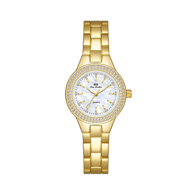 Fashion Women's Stainless Steel Wrist Watches with Crystal Diamond Dress Gold Silver Montre Femme Quartz Movement Buckle Clasp