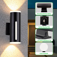 Lámpara de Pared Moderna con Cubierta de Acrílico ETL 5CCT, 20W IP65, Aplique de Pared Exterior de Aluminio con Fotocélula para Villa