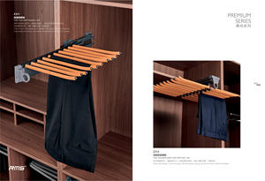 Porte-pantalon coulissant latéral pour armoire en fer avec fermeture amortie et design mobile Gris + Orange – Optimisez l'espace pour vos vêtements - Product Image 3