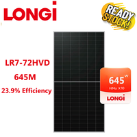 Panneau solaire Longi Himo X10 à bon prix, type N, bifacial, plaque solaire BC, module LR7-72HVD 645W 650W 655W à haute efficacité