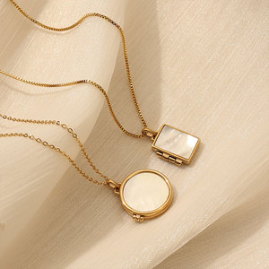 Collana medaglione di madreperla libro da donna bianco conchiglia commemorativa foto foto collana medaglione gioielli di moda - Product Image 5