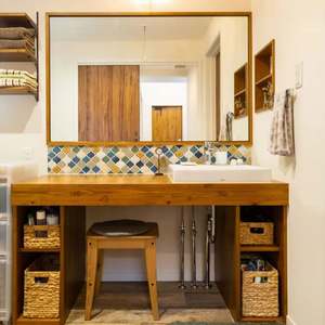 Meuble de salle de bain en bois massif de style ancien minimaliste, lavabo simple, meuble de salle de bain autoportant - Product Image 5