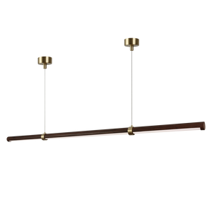 Lámpara de Techo Nórdica de Cobre para Sala de Estar, Diseño de Grano de Madera, Lámpara Colgante Lineal para Restaurante y Sala de Estar - Product Image 3