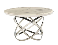 Vente chaude Moderne Rond Verre Marbre Haut Base En Acier Inoxydable Table À Manger pour Hôtel Restaurant