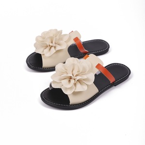 Sandalias de Verano de Todo Tipo, Nuevas Sandalias Planas de Playa para Mujer con Flores Decorativas y Tira Ancha - Product Image 6