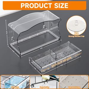 Mangeoire à oiseaux transparente à ventouses robustes pour extérieur, en acrylique transparent, suspendue, attrape-graines pour oiseaux sauvages - Product Image 3