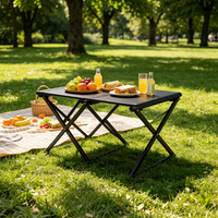 Table de camping pliable en aluminium - Étagère de rangement portable multi-niveaux - Mobilier d'extérieur au design minimaliste japonais