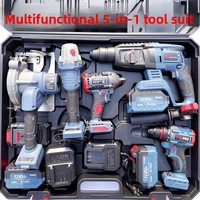 Ensemble d'outils multifonctionnel à batterie lithium-ion comprenant marteau électrique, meuleuse d'angle, perceuse et clé à chocs (quatre pièces) pour usage domestique