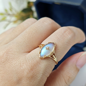 Bague de mariage en labradorite pour femme, <span class=keywords><strong>pierre</strong></span> naturelle, <span class=keywords><strong>argent</strong></span> sterling 925, plaqué or vermeil, bijoux certifiés, ciel mystérieux - Product Image 3