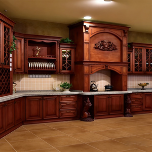 Armoire de style européen, corps en contreplaqué, porte en bois massif, armoire en noyer rouge, okoumé, peint, bois sculpté de qualité, armoire de <span class=keywords><strong>cuisine</strong></span> brune - Product Image 2