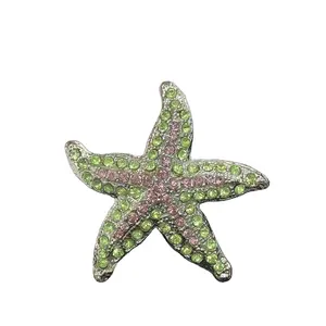 Confraternita rosa stella marina di cristallo verde spilla di fascia alta alla moda damigella d'onore regalo di gioielli da donna
