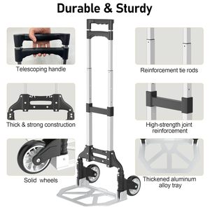 Katlanır el kamyon alüminyum taşınabilir <span class=keywords><strong>Dolly</strong></span> sepeti teleskopik saplı Bungee kordon kompakt hafif katlanabilir alışveriş sepeti - Product Image 3