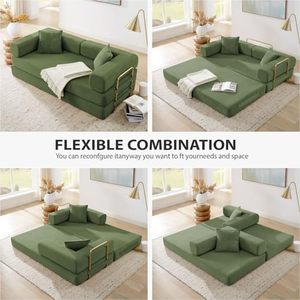 Boneless Couch Folding Floor Sofa <strong>Bed</strong> <strong>King</strong> <strong>Size</strong> With Fixed-Shape Frame for Living Room - Product Image 5