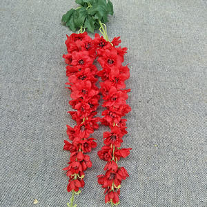 Grande fleur de jacinthe blanche et rouge, tige de fleur de <span class=keywords><strong>delphinium</strong></span> en soie, 2 fourchettes, tige de fleur artificielle de <span class=keywords><strong>delphinium</strong></span> en soie, vente en gros, O-X826 - Product Image 3