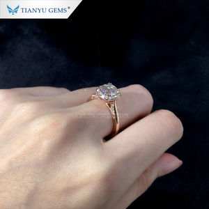 Tianyu clásico 14k/18k oro rosa anillo de compromiso 7*7mm amortiguador vieja mina corte incoloro anillo boda señora banda - Product Image 6