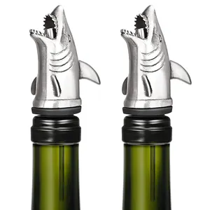 Home Party Anniversary Birthday Decoration Supplies Whiskey Wine Aerator Silver Decanter Spout Shark Whiskey Wine Pourer