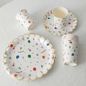 Juego de Platos Desechables para Cena de Boda, Mini Plato de Papel Blanco con Forma de Globo, Platos para Fiestas de Cumpleaños - Product Image 1